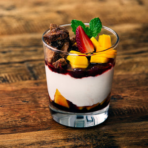 Fruit Parfait with Sweet Gluten-Free Pita Crisps